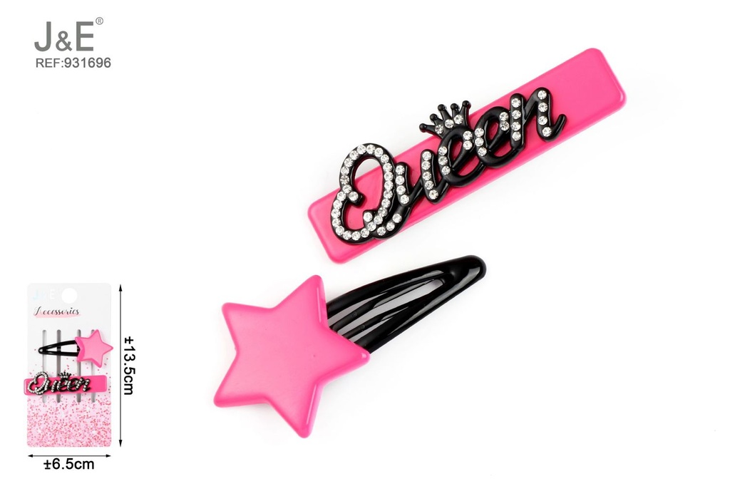 [12u/cx]Set de 2 pinzas Queen estrella de BB