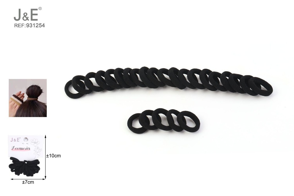 [12u/cx]Gomas de toalla negras, 25 piezas, ancho 4 mm