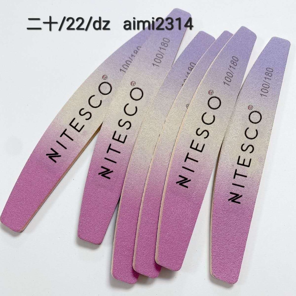 [25u/cx] Lixa de unha cinza-branca – Semicircular 1,6MM núcleo violeta, fundo de papel de lixa amarelo