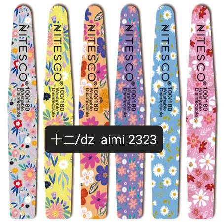 [25u/cx] Lixa de unha cinza-branca – Semicircular série flores pequenas 1,6MM núcleo violeta, fundo de papel de lixa amarelo