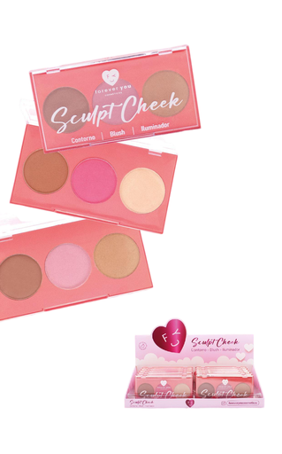 TRIO CONTORNO BLUSH ILUMINADOR SCULP CHEEK 12UNIDADES