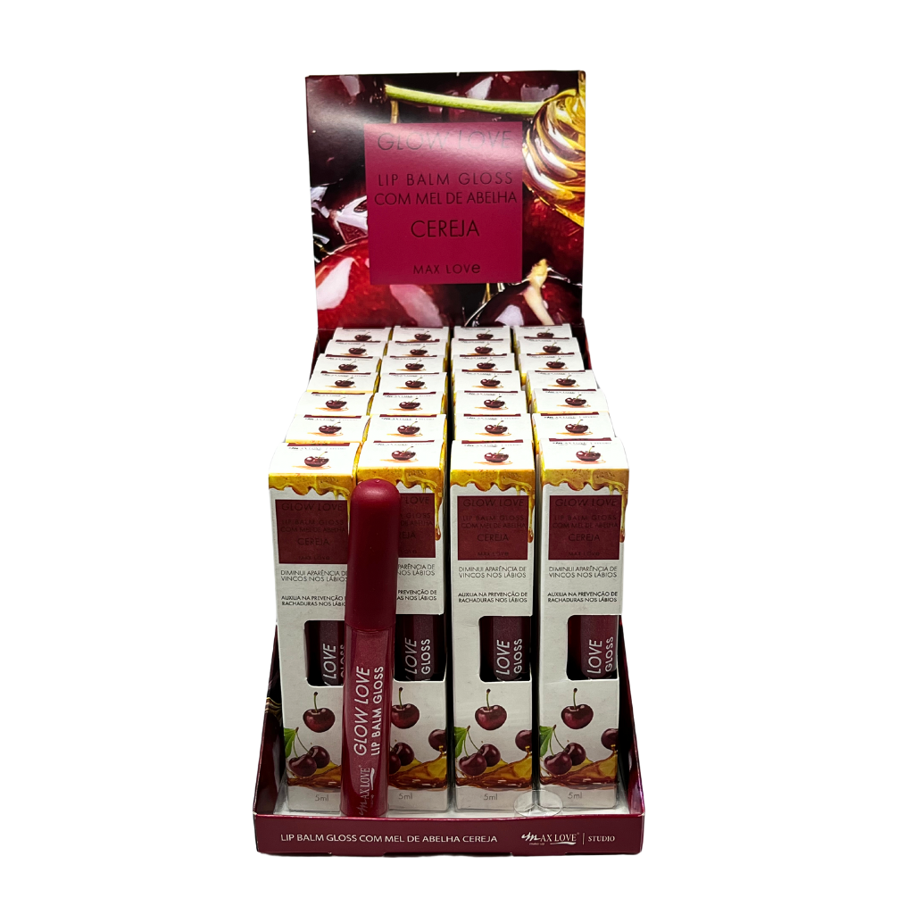 Lip Balm Gloss com Mel de Abelha Cereja_DISPLAY COM 28 UNIDADES