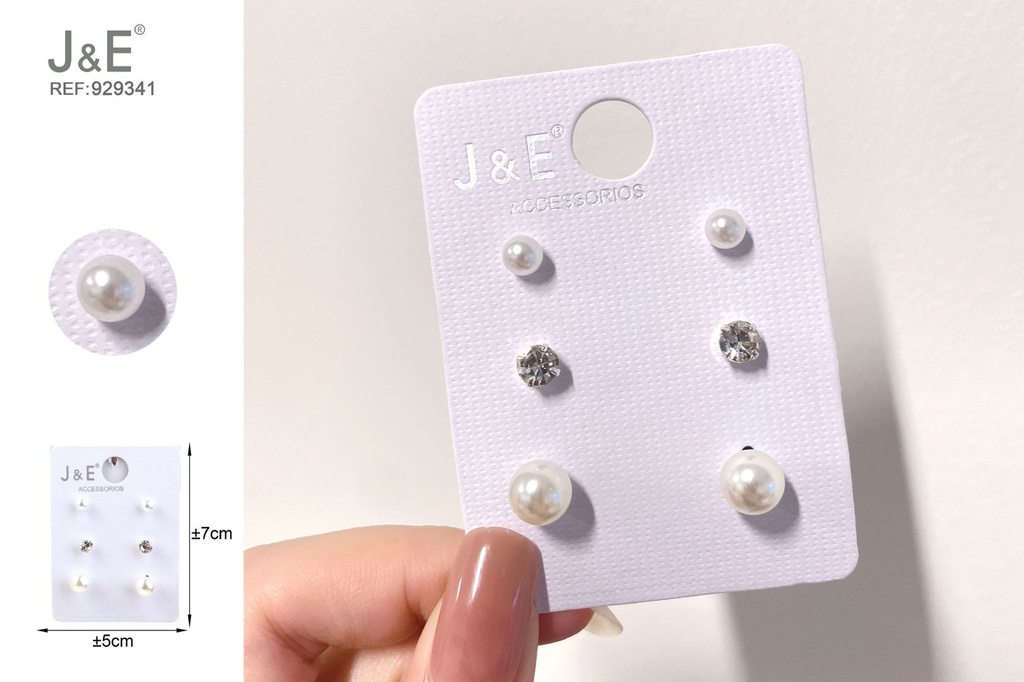 [6u/cx]Set de 3 pares de pendientes de botón