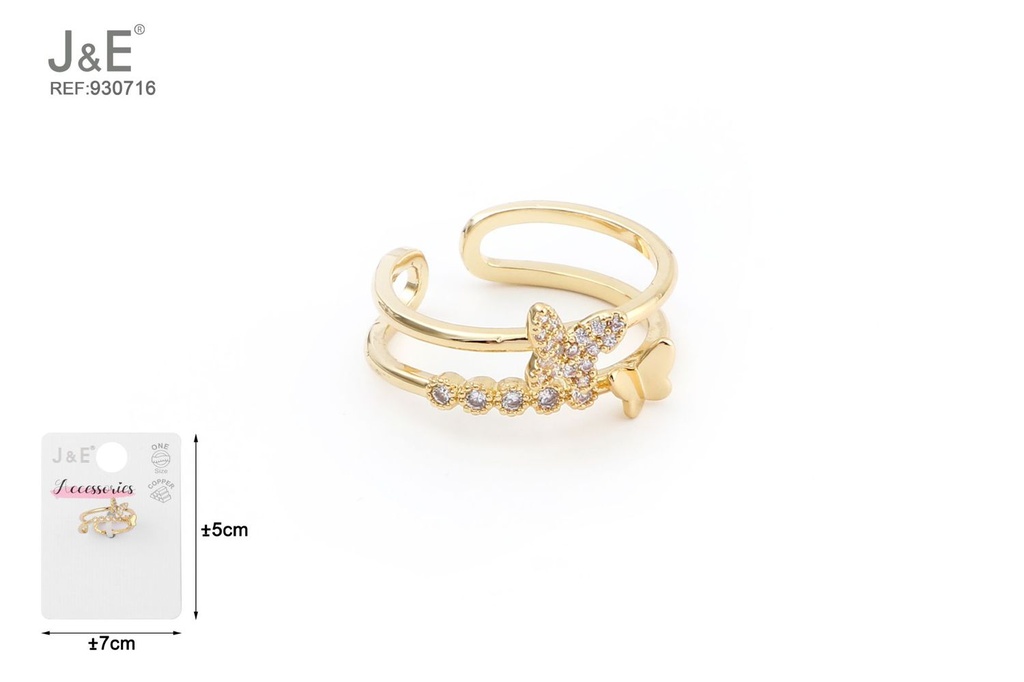 [6u/cx]Anillo electrochapado en oro verdadero de 14K