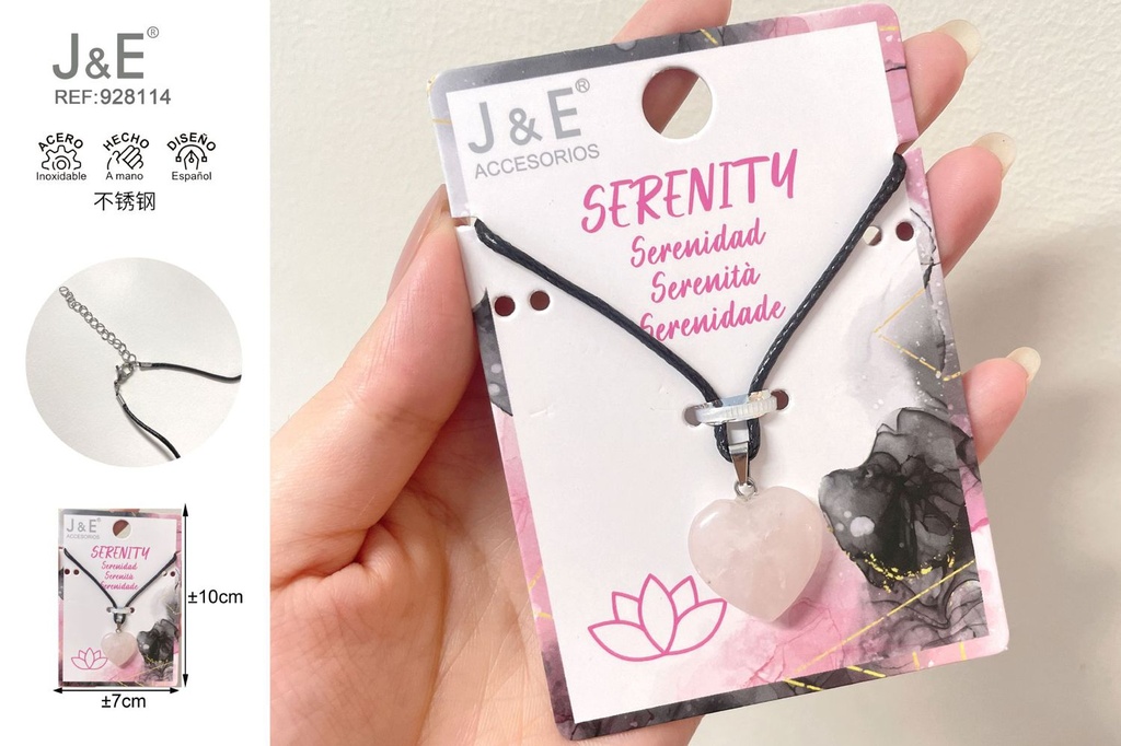 [12u/cx]Colgante de corazón de piedra natural, cuarzo rosa