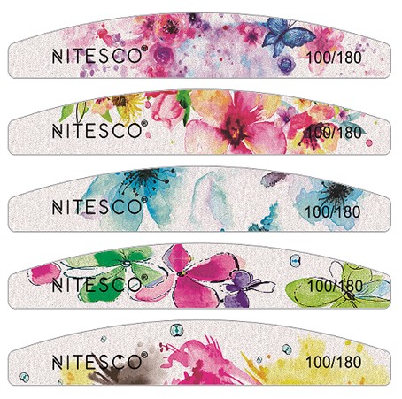 [AIMI-2316] [25u/cx] Lixa de unha cinza-branca – Semicircular série estampa japonesa 1,6MM núcleo violeta, fundo de papel de lixa amarelo