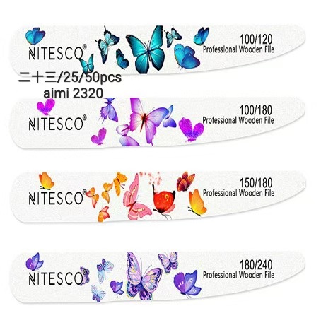 [AIMI-2320] [50u/cx] Lixa de unha alta gama branco leite – Forma faca 1,6MM núcleo de madeira, fundo de papel de lixa amarelo