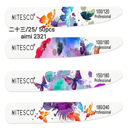 [AIMI-2321] [50u/cx] Lixa de unha alta gama branco leite – Forma faca 1,6MM núcleo de madeira, fundo de papel de lixa amarelo