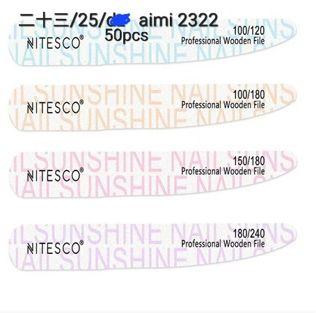 [AIMI-2322] [50u/cx] Lixa de unha alta gama branco leite – Forma faca 1,6MM núcleo de madeira, fundo de papel de lixa amarelo