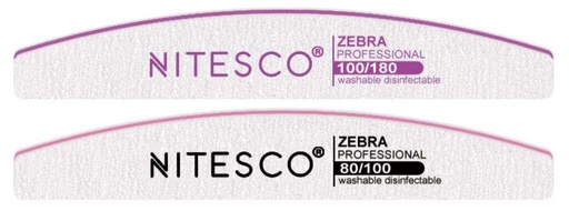 [AIMI-2333] [25u/cx] Lixa de unha cinza-branca – Forma semilunar 1,8MM núcleo violeta, dupla face, fundo azul Fuji