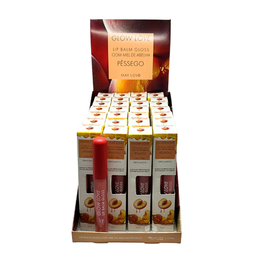 [MX050] Lip Balm Gloss com Mel de Abelha Pêssego_Display  COM 28 UNIDADES
