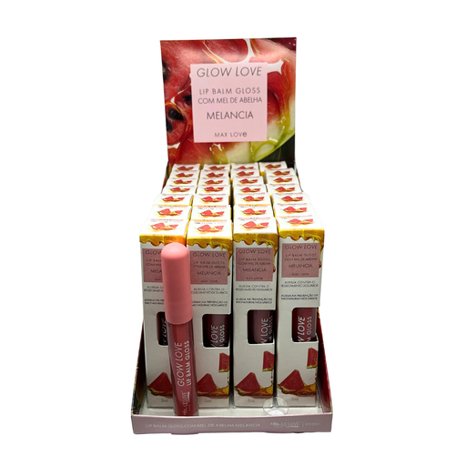 [MX053] Lip Balm Gloss com Mel de Abelha Melancia_Display COM 28 UNIDADES