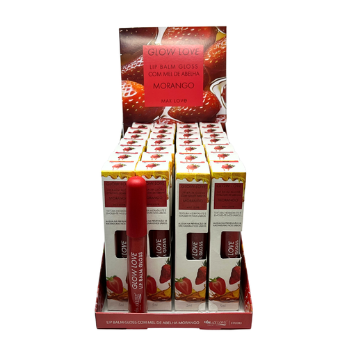 [MX054] Lip Balm Gloss com Mel de Abelha Morango_DISPLAY COM 28 UNIDADES